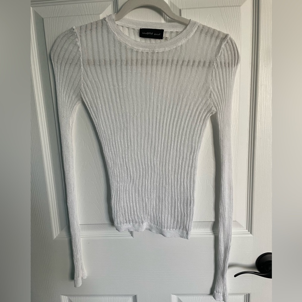 Distressed white long sleeve